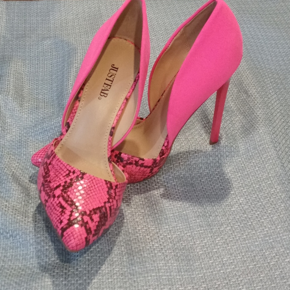 Just fab pink snake print  Stiletto heels